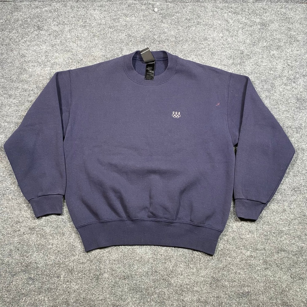 Vintage USA Olympics Navy Blue Crewneck Sweatshirt Mens Large Embroidered Logo